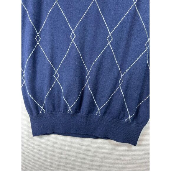 Fairway & Greene Golf Sweater Vest M Argyle Quarter Zip Cashmere Blend Blue - Picture 5 of 9